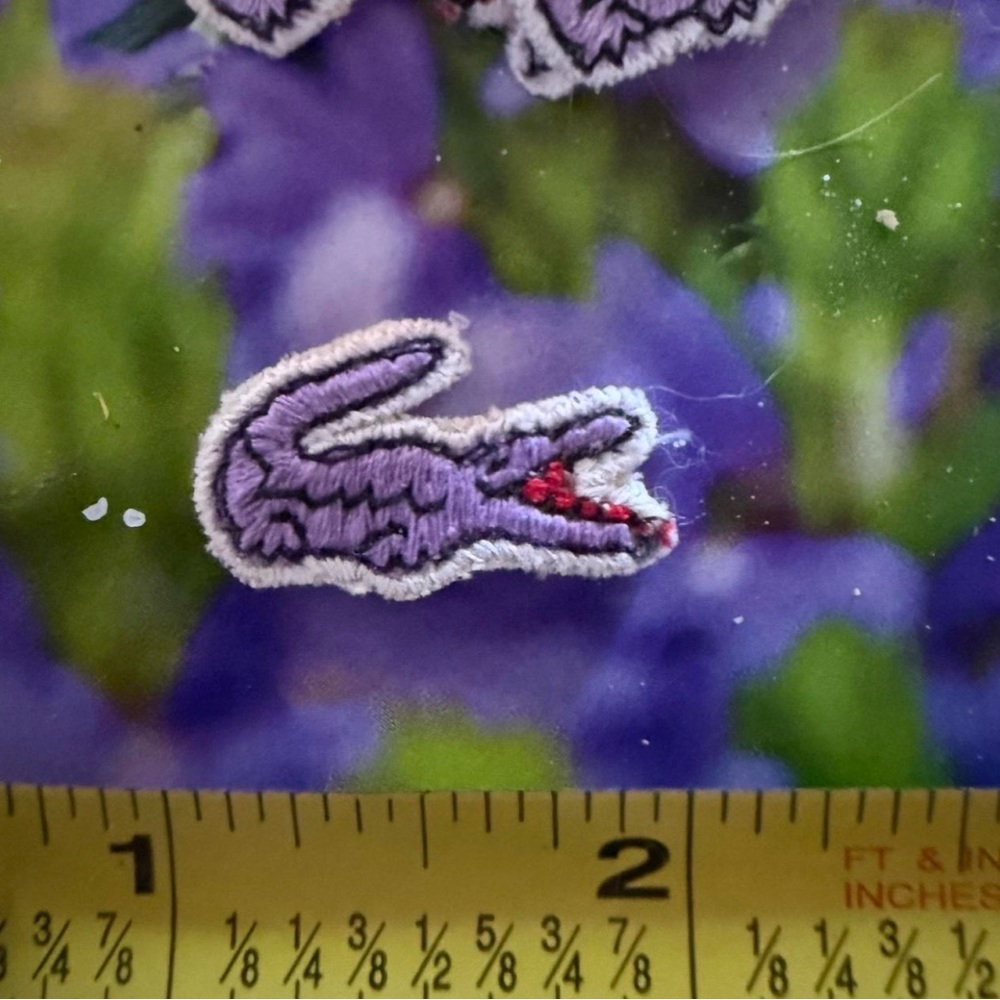 New IZOD Lacoste Lavender and White Alligator Crocodile Patch with Red Detail